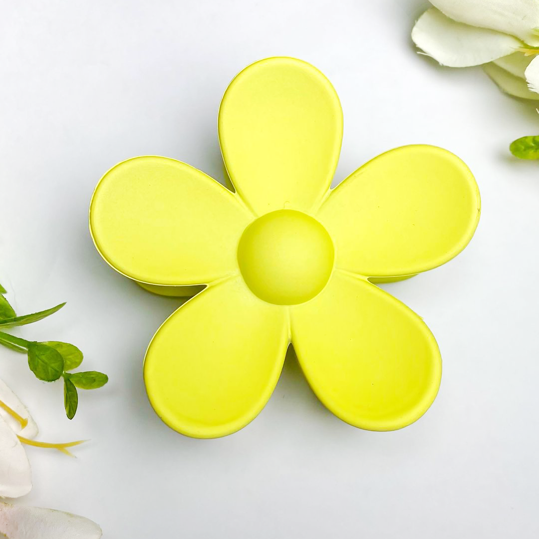 matte yellow flower shaped hair claw clip