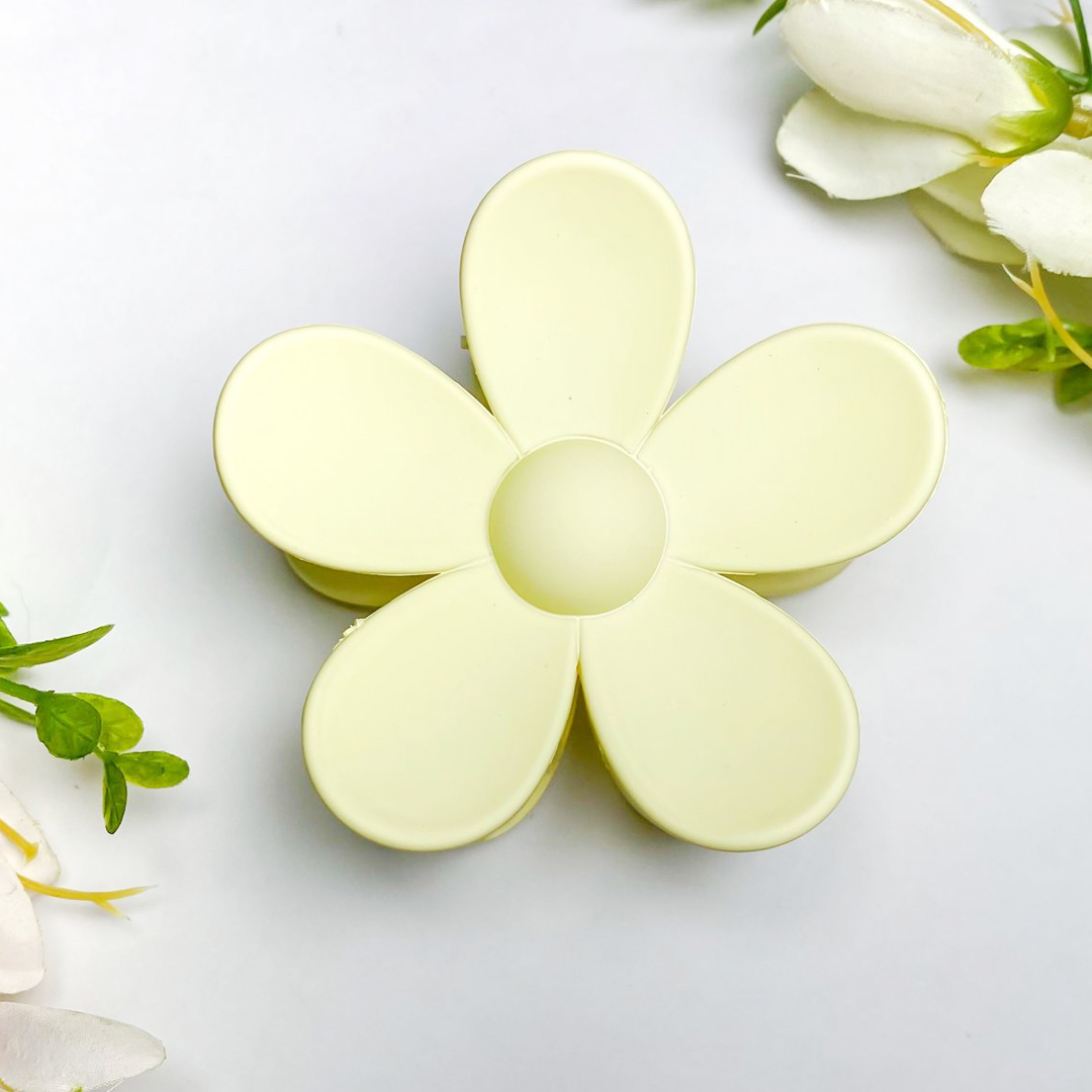matte ivory flower shaped hair claw clip